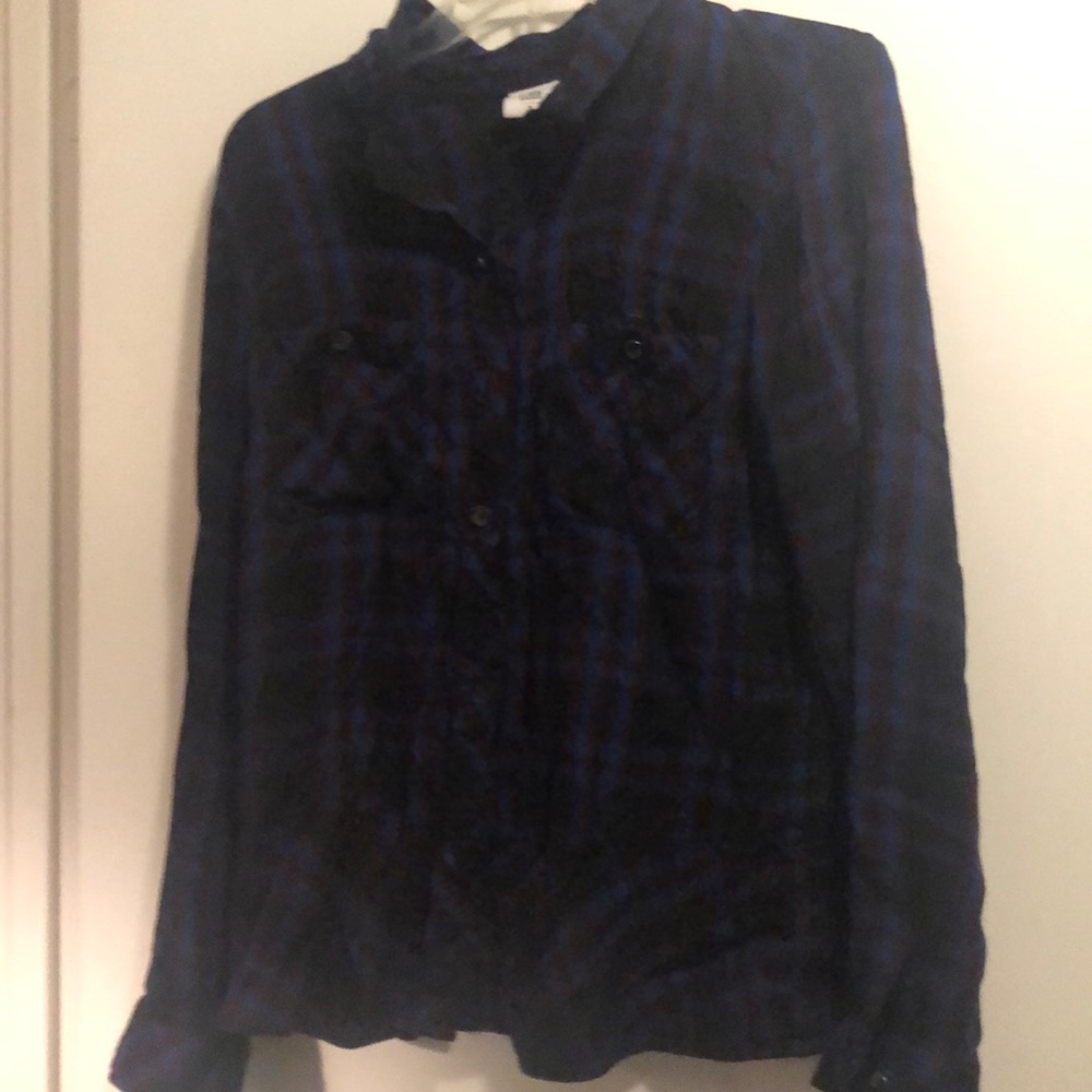 Cabi Flannel Button Up with Flair at Bottom